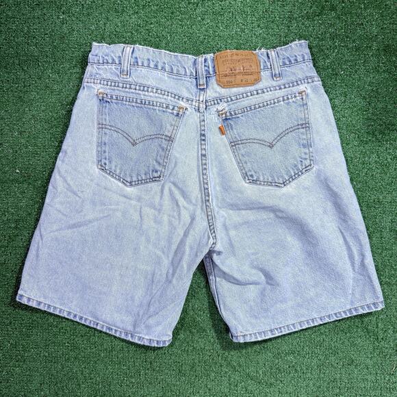 Vintage Levis Shorts Mens 31 Relaxed Fit 550 Orange Tab Denim 90s Light Wash - Picture 1 of 10